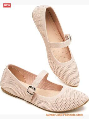 Mesh Ballet Flats with Buckle Strap Foldable Comfortable Dress Shoes